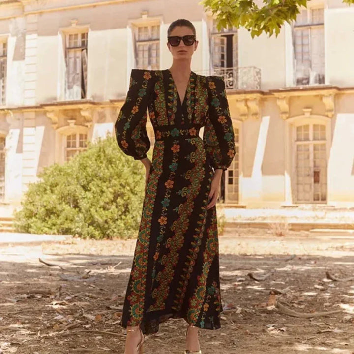 Langes Kleid mit Print – Geblümtes Maxikleid im Boho-Stil für Sommer & Urlaub