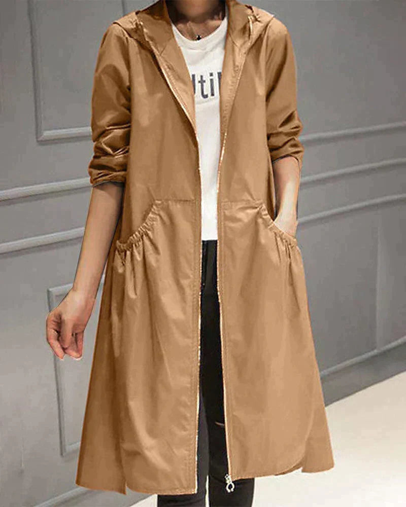 Klarissa | Manteau de pluie long avec capuche pour femme