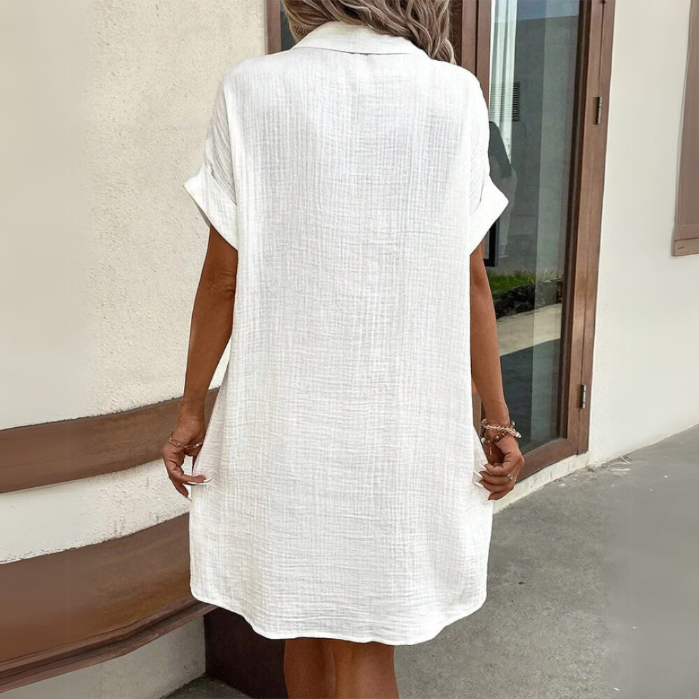 Shirtkleid Damen Elegant – Knielanges Freizeitkleid mit Knopfleiste und Kragen