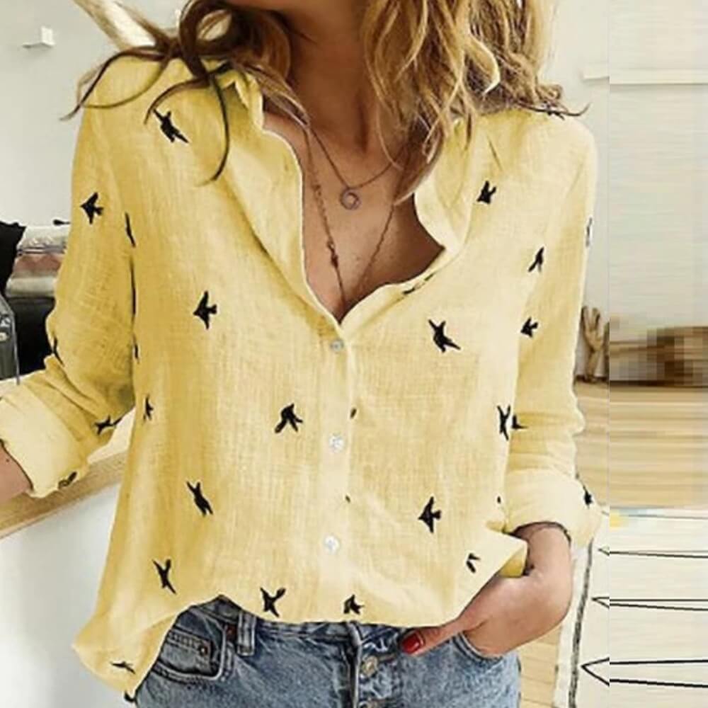 Leinenbluse Damen – Elegante Sommerbluse mit Lockerer Passform