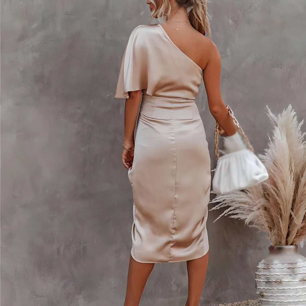 One-Shoulder Kleid Elegant Asymmetrisch – Figurbetontes Abendkleid für Damen