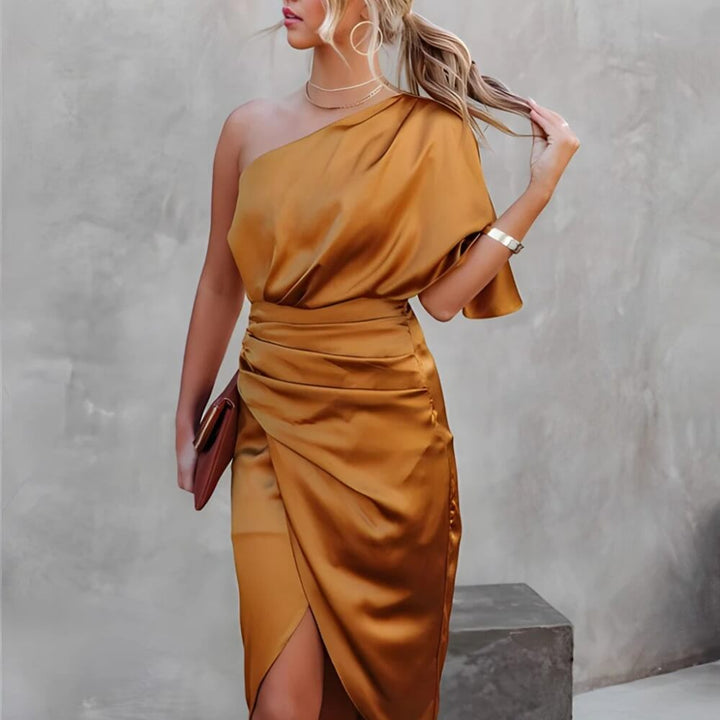 One-Shoulder Kleid Elegant Asymmetrisch – Figurbetontes Abendkleid für Damen