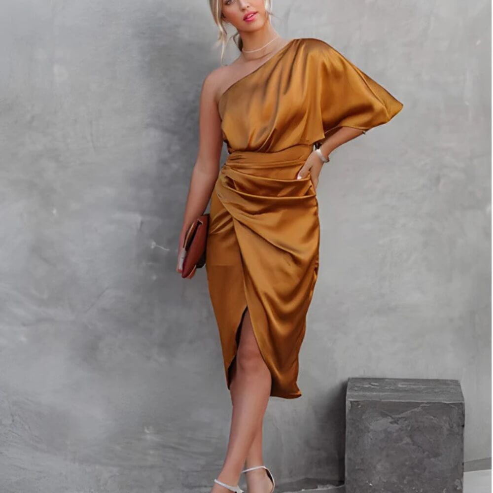 One-Shoulder Kleid Elegant Asymmetrisch – Figurbetontes Abendkleid für Damen