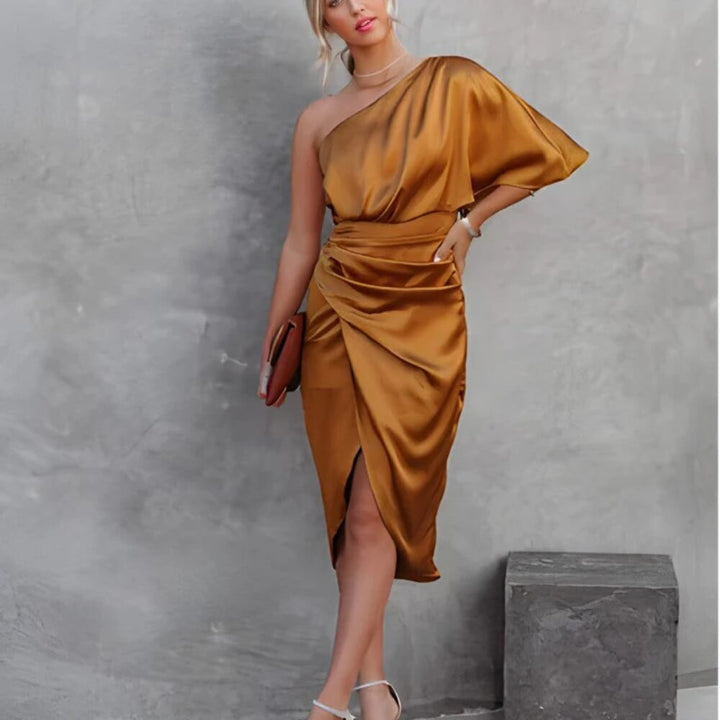 One-Shoulder Kleid Elegant Asymmetrisch – Figurbetontes Abendkleid für Damen