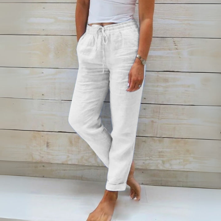 Leinenhose Damen Sommerlich – Luftige, Elegante Freizeithose mit weitem Bein