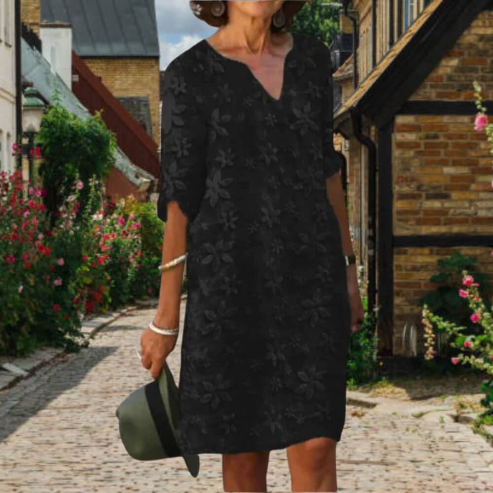 Elegantes Kleid Damen – Sommerlich, Knielang, mit V-Ausschnitt – Ideal für Alltag & Events