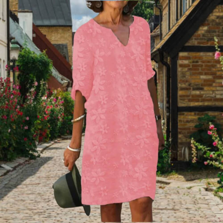 Elegantes Kleid Damen – Sommerlich, Knielang, mit V-Ausschnitt – Ideal für Alltag & Events