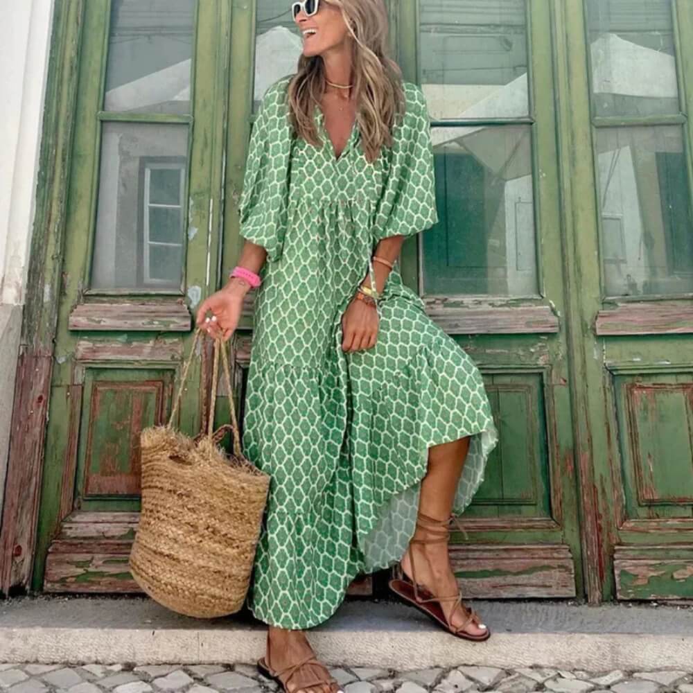 Maxikleid Sommerlich Elegant – Luftiges langes Kleid im Boho-Stil für Alltag & Urlaub