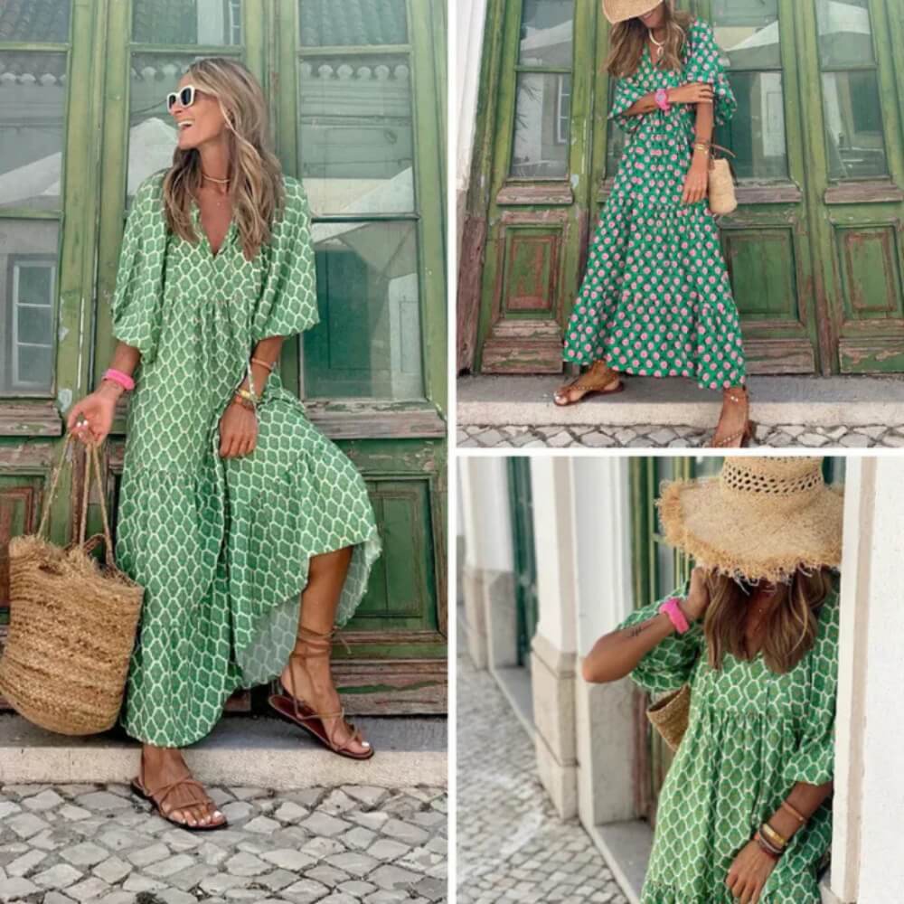 Maxikleid Sommerlich Elegant – Luftiges langes Kleid im Boho-Stil für Alltag & Urlaub