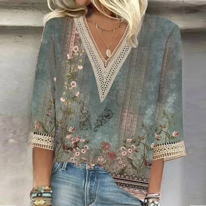 Lockere Bluse Damen mit V-Ausschnitt – Luftige, elegante Sommerbluse für Alltag & Büro