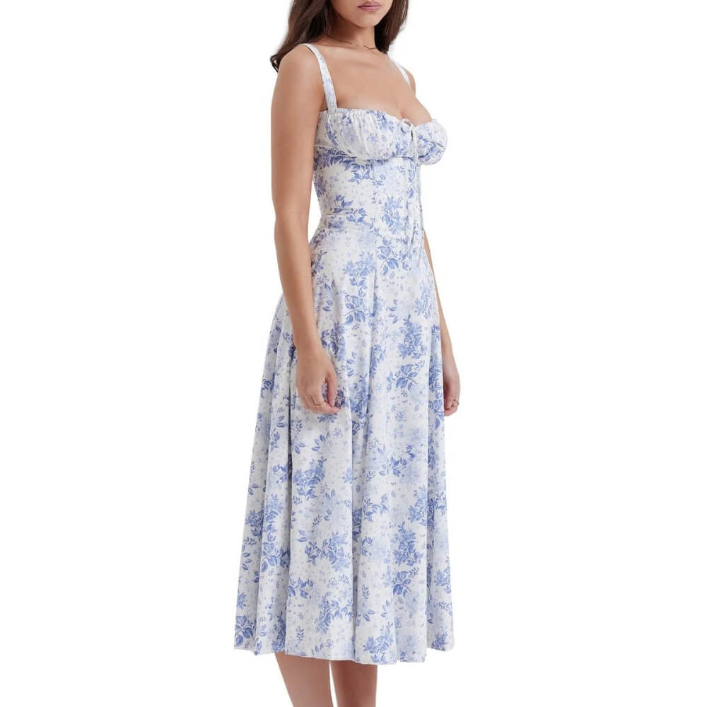 Damenkleid elegant knielang – Luftiges Sommerkleid mit Muster für Alltag & Anlass
