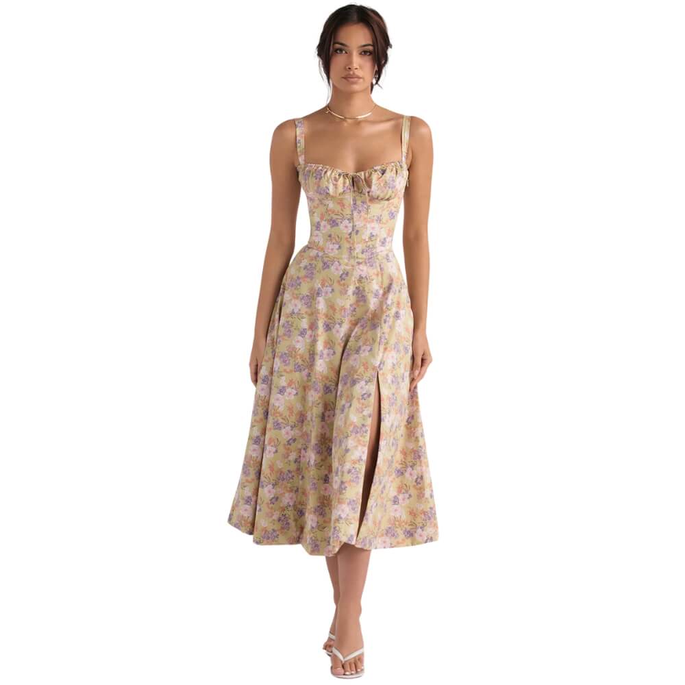 Damenkleid elegant knielang – Luftiges Sommerkleid mit Muster für Alltag & Anlass