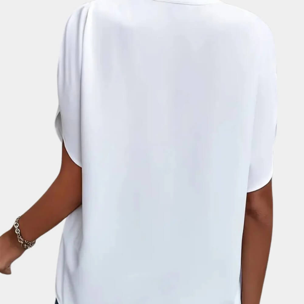 Kurzarm Bluse Damen Elegant – Luftige Sommer Bluse mit V-Ausschnitt