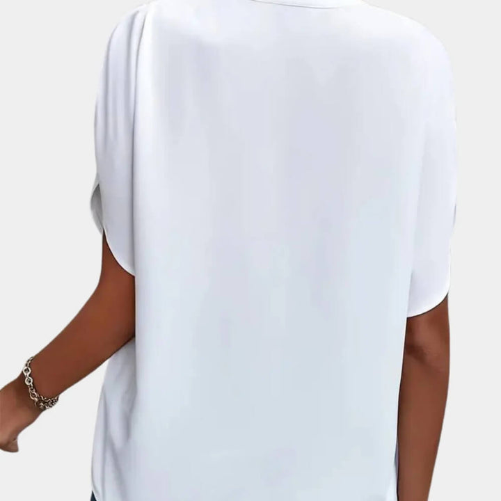 Kurzarm Bluse Damen Elegant – Luftige Sommer Bluse mit V-Ausschnitt