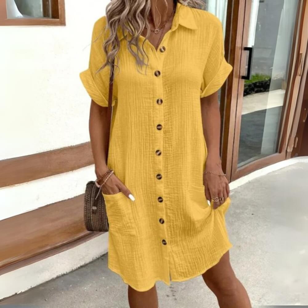 Hemdkleid Elegant Sommerlich – Lässiges Freizeitkleid für Alltag & Büro
