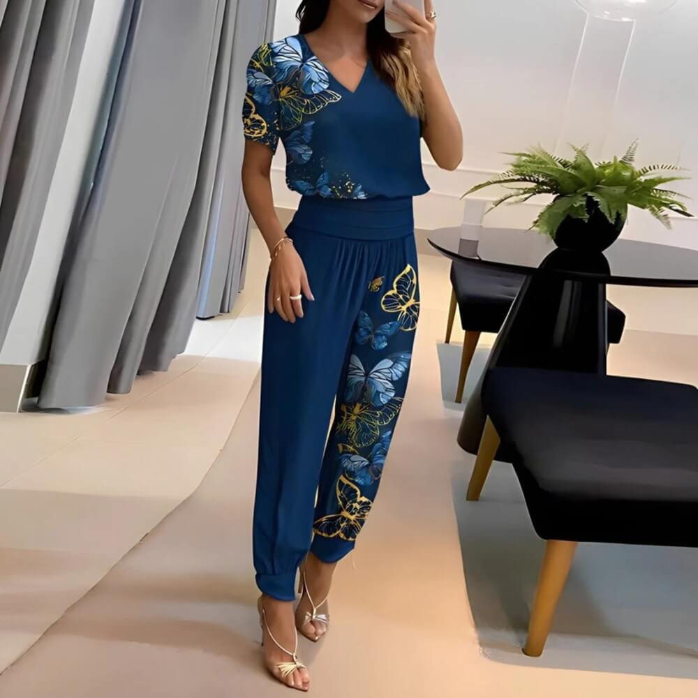 Zweiteiler Damen elegant sommerlich – Set aus Hose und Oberteil