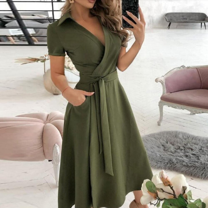Damenkleid elegant mit Gürtel – Bürotauglich & Alltagstauglich, Knielang