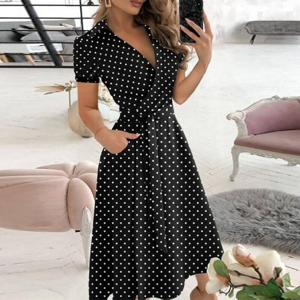 Damenkleid elegant mit Gürtel – Bürotauglich & Alltagstauglich, Knielang