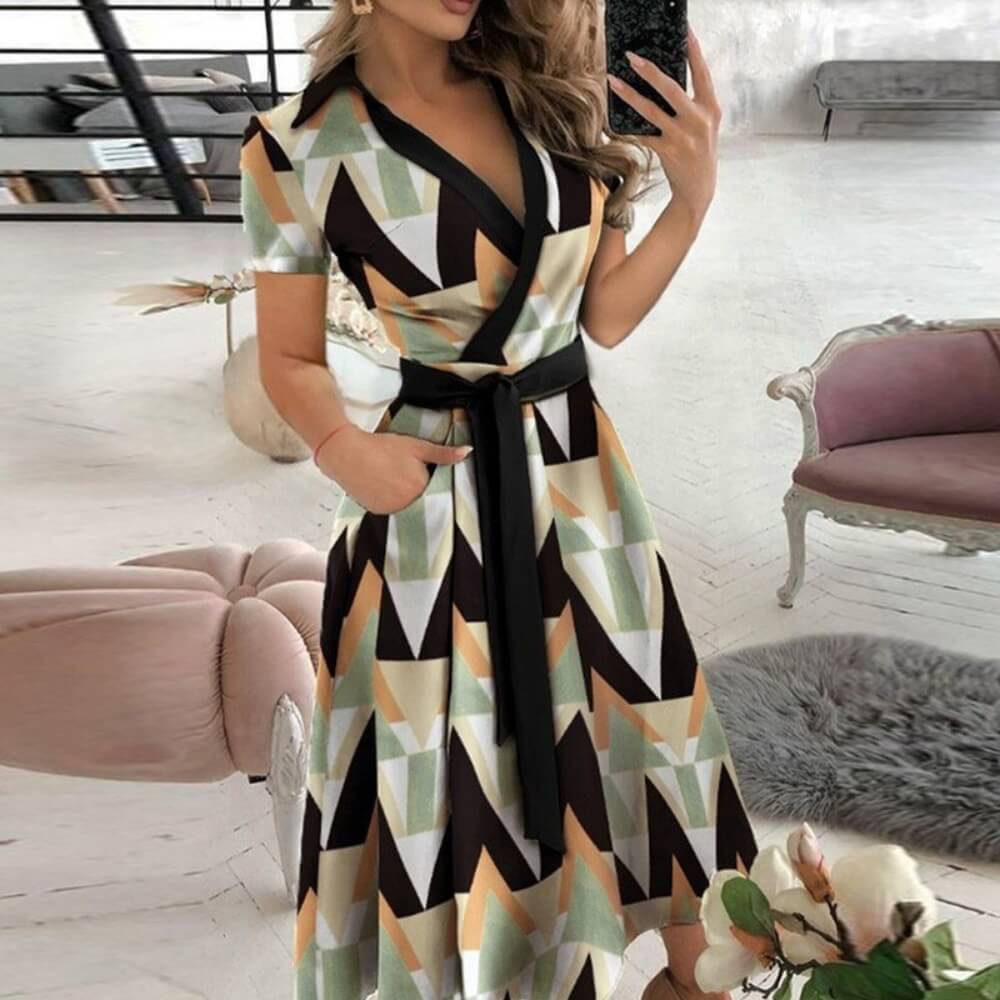 Damenkleid elegant mit Gürtel – Bürotauglich & Alltagstauglich, Knielang