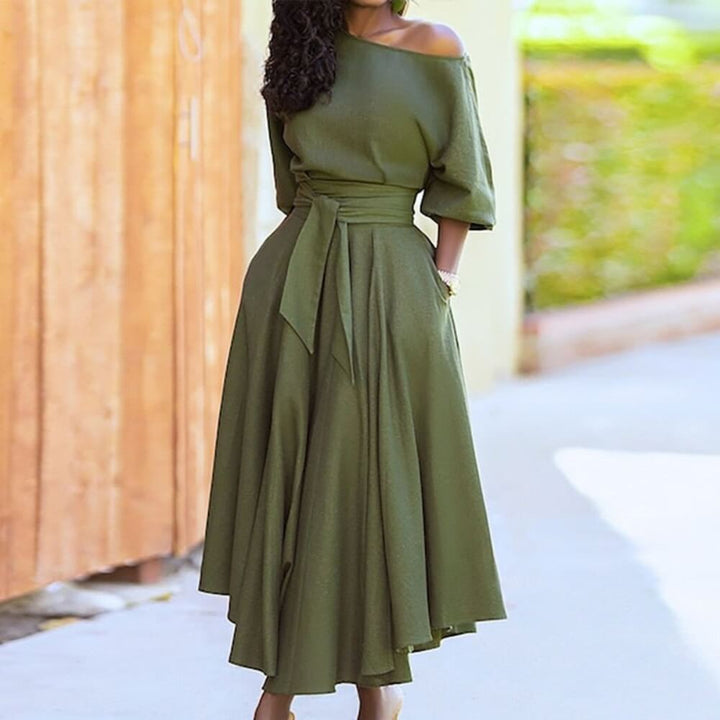 Damenkleid elegant mit Gürtel – Bürotauglich & Alltagstauglich, Knielang