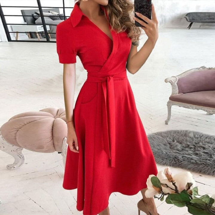 Damenkleid elegant mit Gürtel – Bürotauglich & Alltagstauglich, Knielang