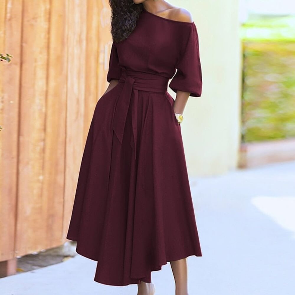 Damenkleid elegant mit Gürtel – Bürotauglich & Alltagstauglich, Knielang