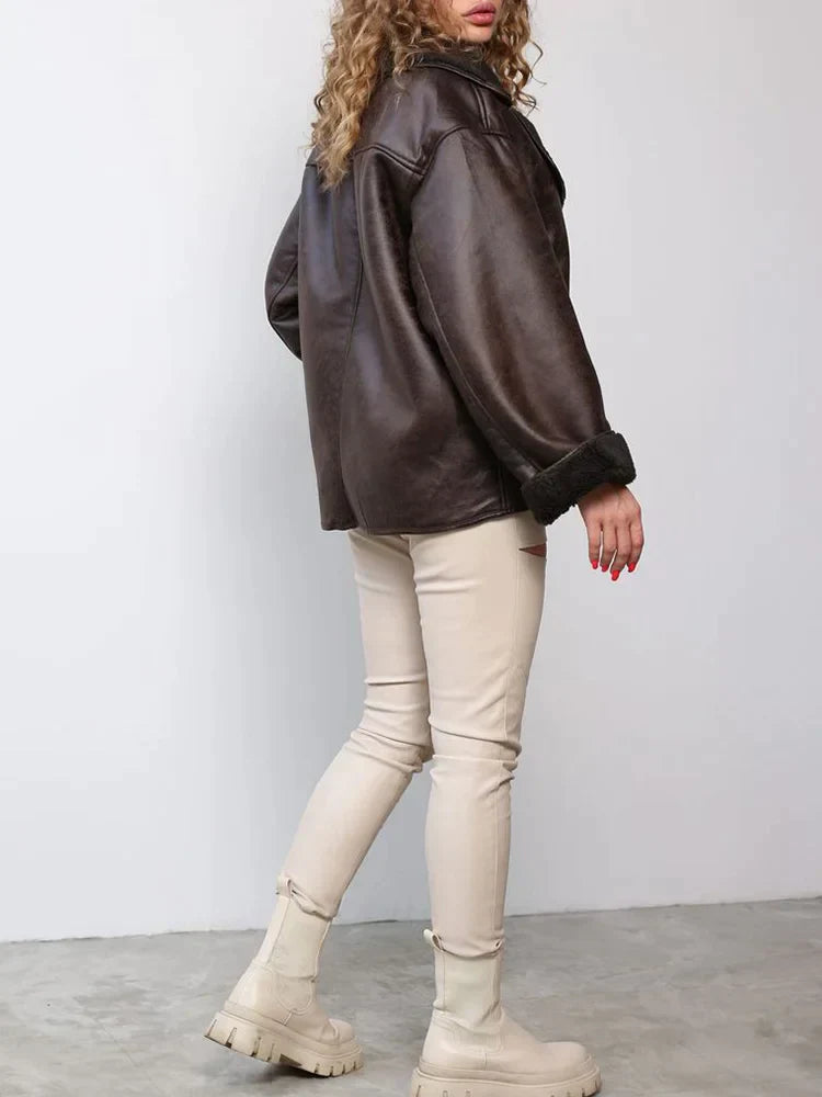 Fransesca | Veste en simili cuir vintage pour femmes