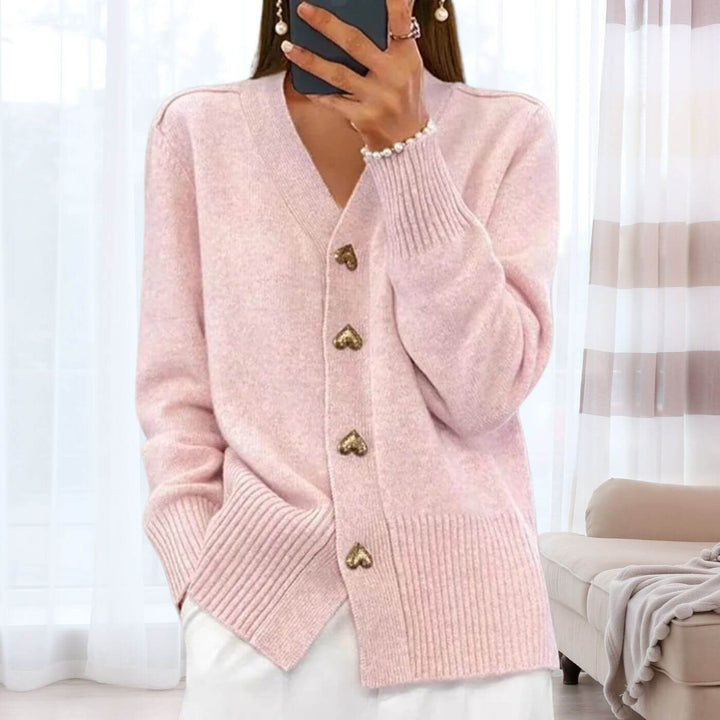 Célestine™ - Cardigan Confortable à Boutons Cœur