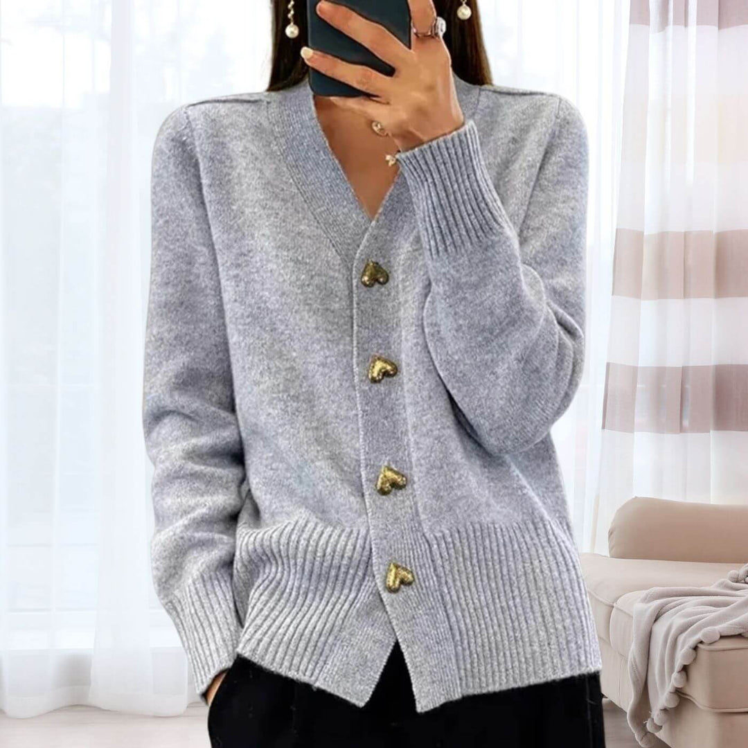 Célestine™ - Cardigan Confortable à Boutons Cœur
