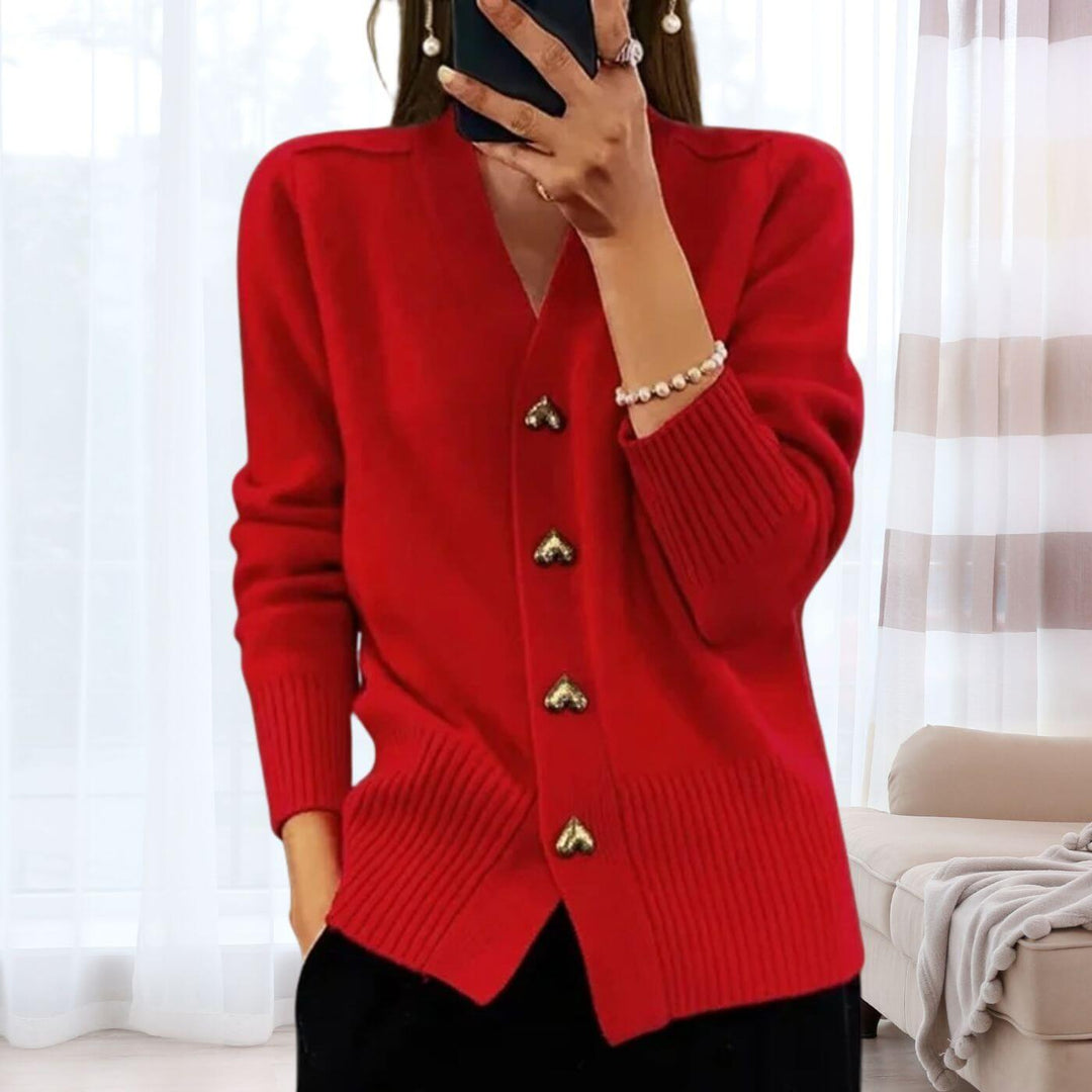 Célestine™ - Cardigan Confortable à Boutons Cœur
