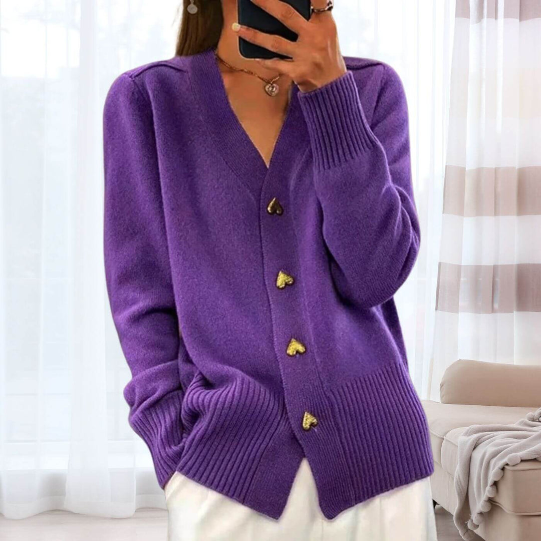 Célestine™ - Cardigan Confortable à Boutons Cœur