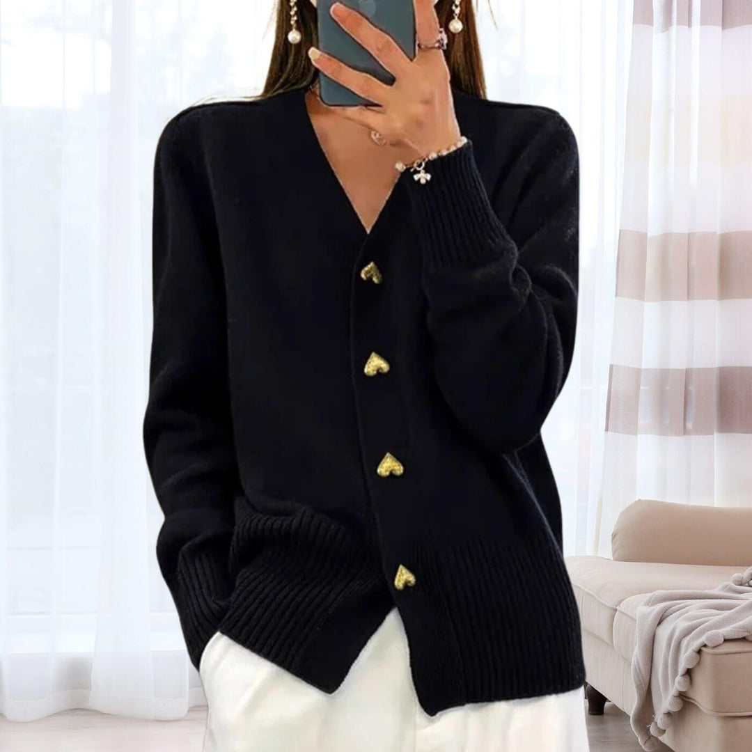 Célestine™ - Cardigan Confortable à Boutons Cœur