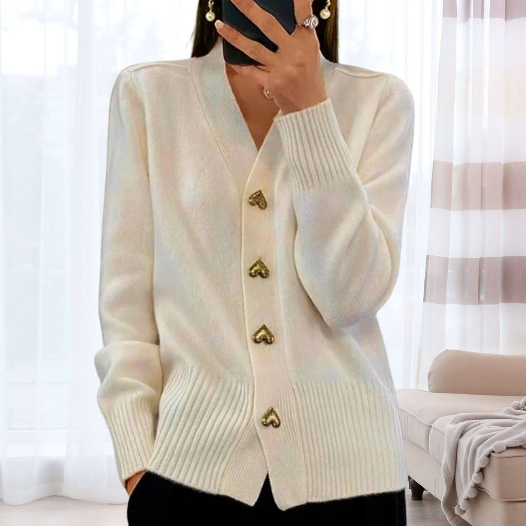 Célestine™ - Cardigan Confortable à Boutons Cœur