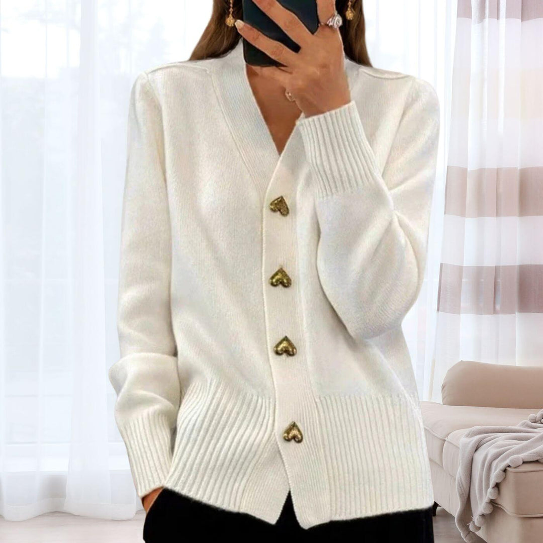 Célestine™ - Cardigan Confortable à Boutons Cœur