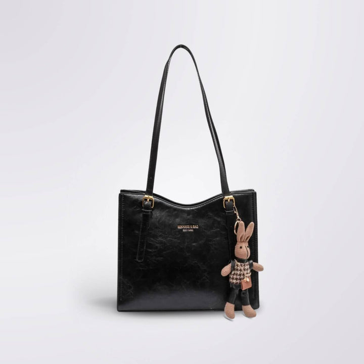 Chantal™ - Sac à Épaule Vintage en Cuir avec Charm Lapin