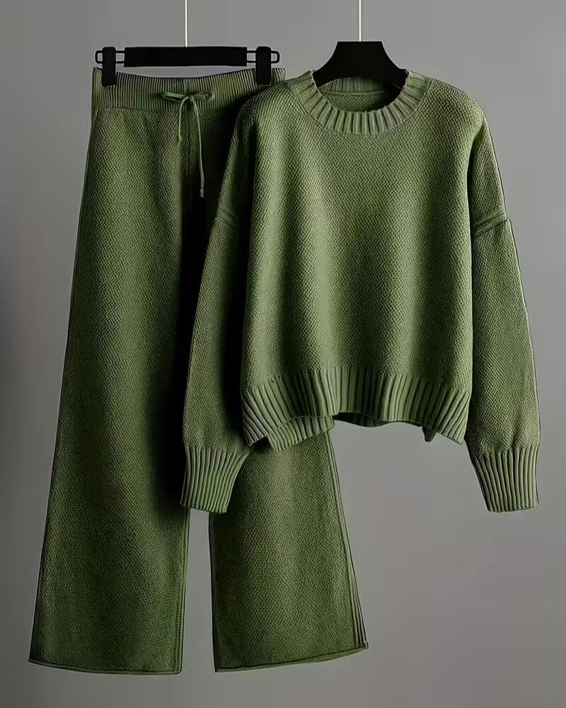 Delphine™ - Pull Col Rond Oversize avec Pantalon Assorti