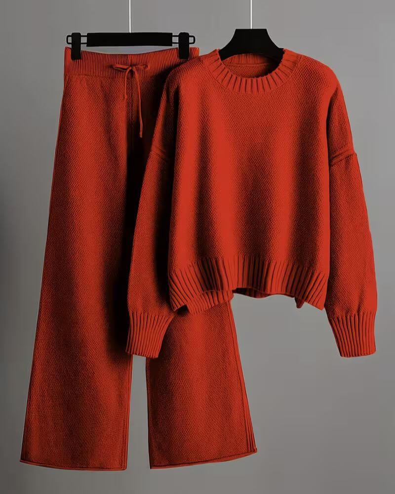 Delphine™ - Pull Col Rond Oversize avec Pantalon Assorti