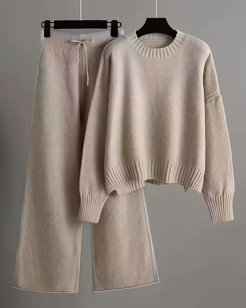 Delphine™ - Pull Col Rond Oversize avec Pantalon Assorti