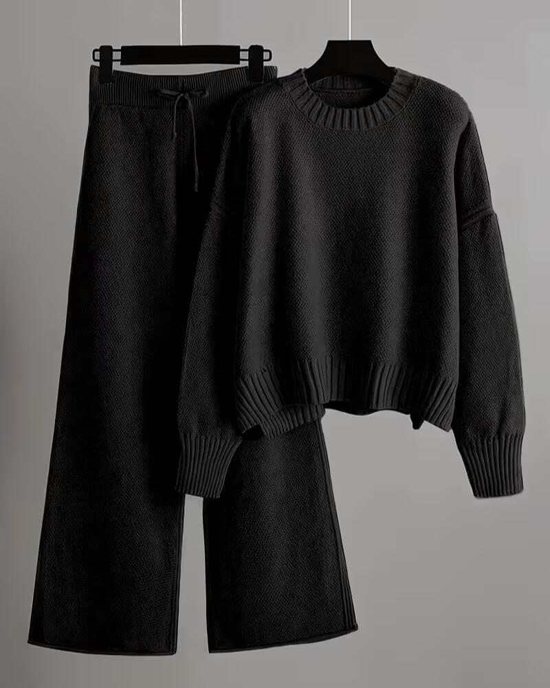 Delphine™ - Pull Col Rond Oversize avec Pantalon Assorti