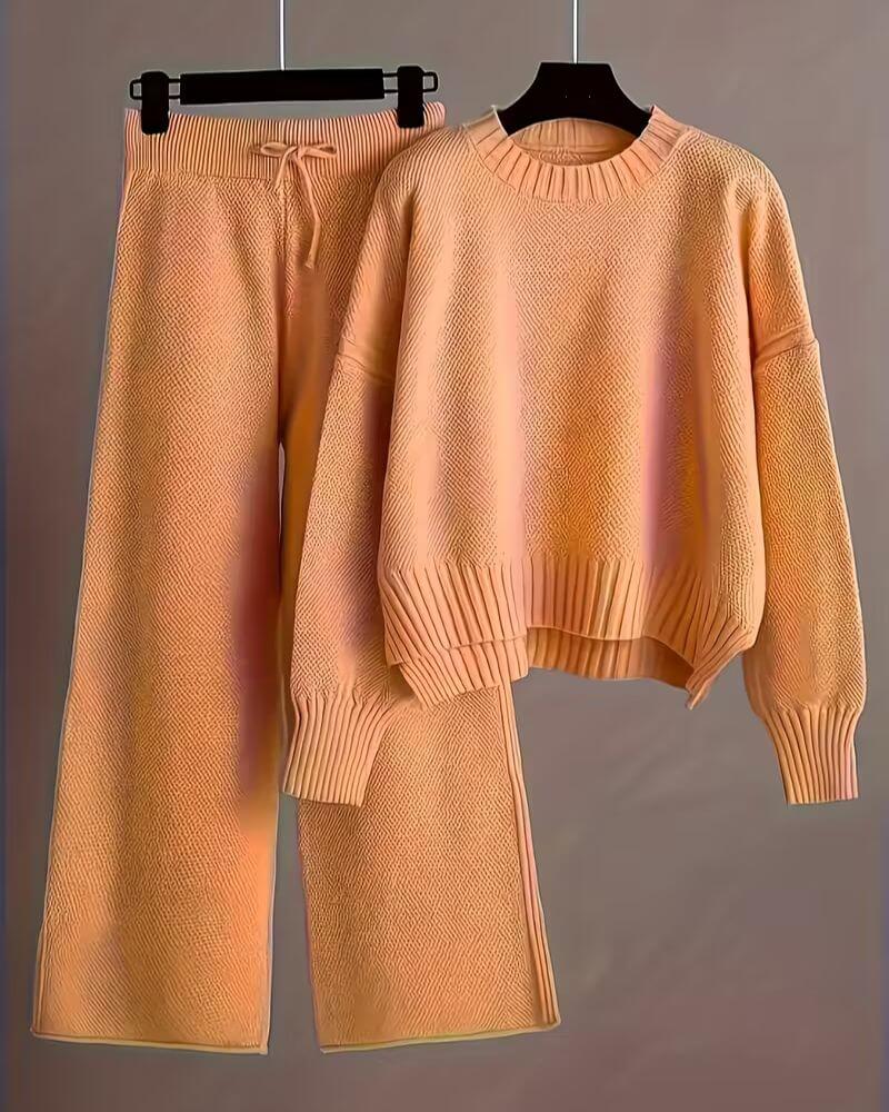 Delphine™ - Pull Col Rond Oversize avec Pantalon Assorti