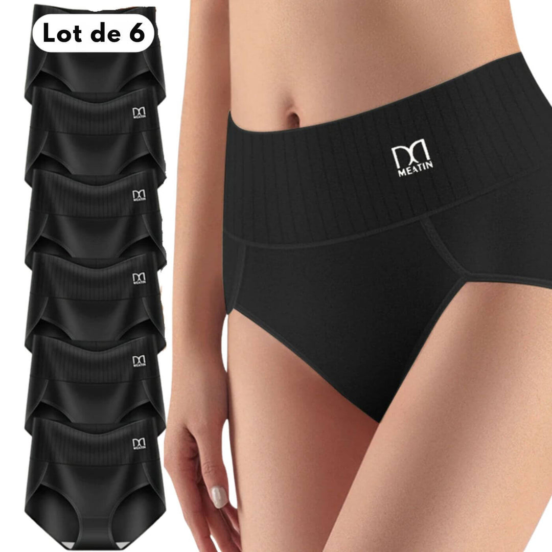 Estelle™ - Lot de 6 Culottes Taille Haute Respirantes