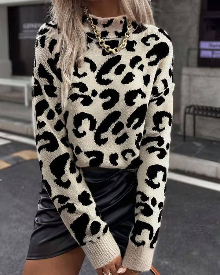 Féline™ – Pull Tricoté à Motif Léopard