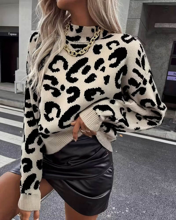 Féline™ – Pull Tricoté à Motif Léopard