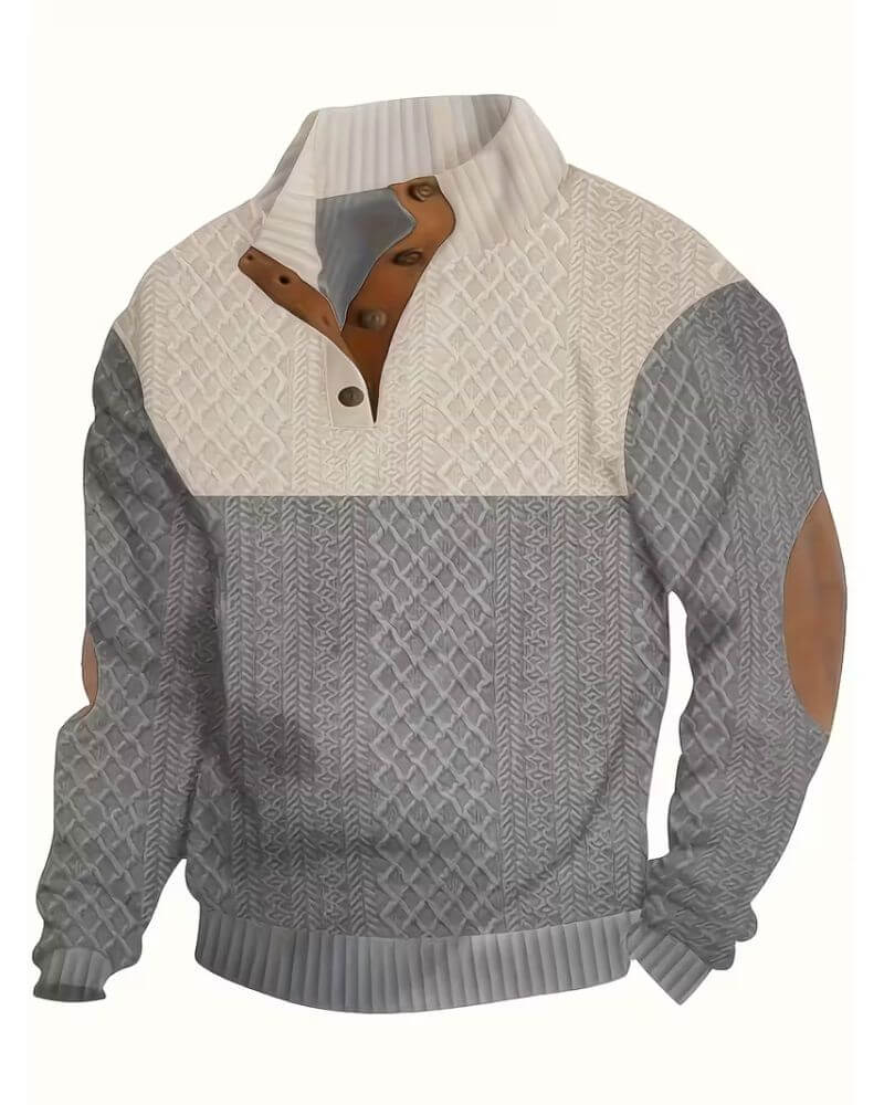 Gaspard™ – Pull Color Block à Col Boutonné