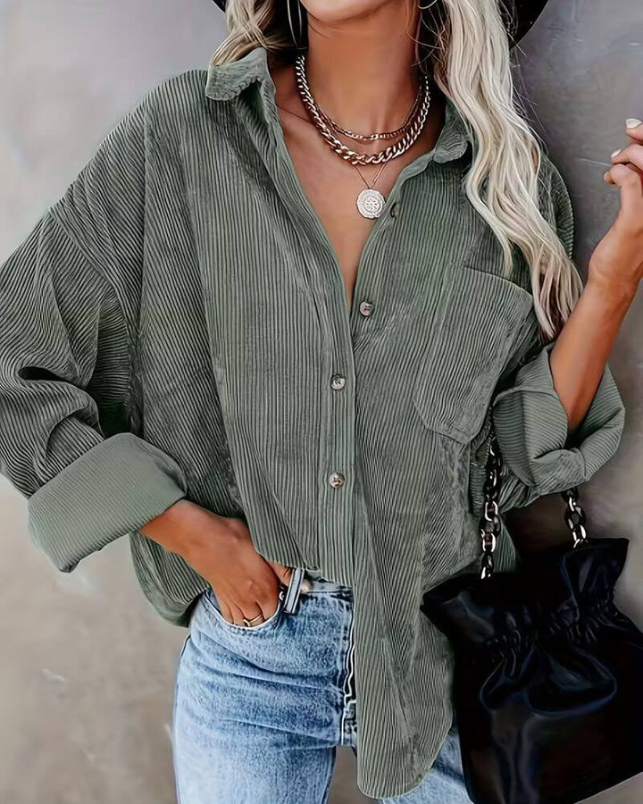 Jade™ – Veste Chemise Vintage en Velours Côtelé