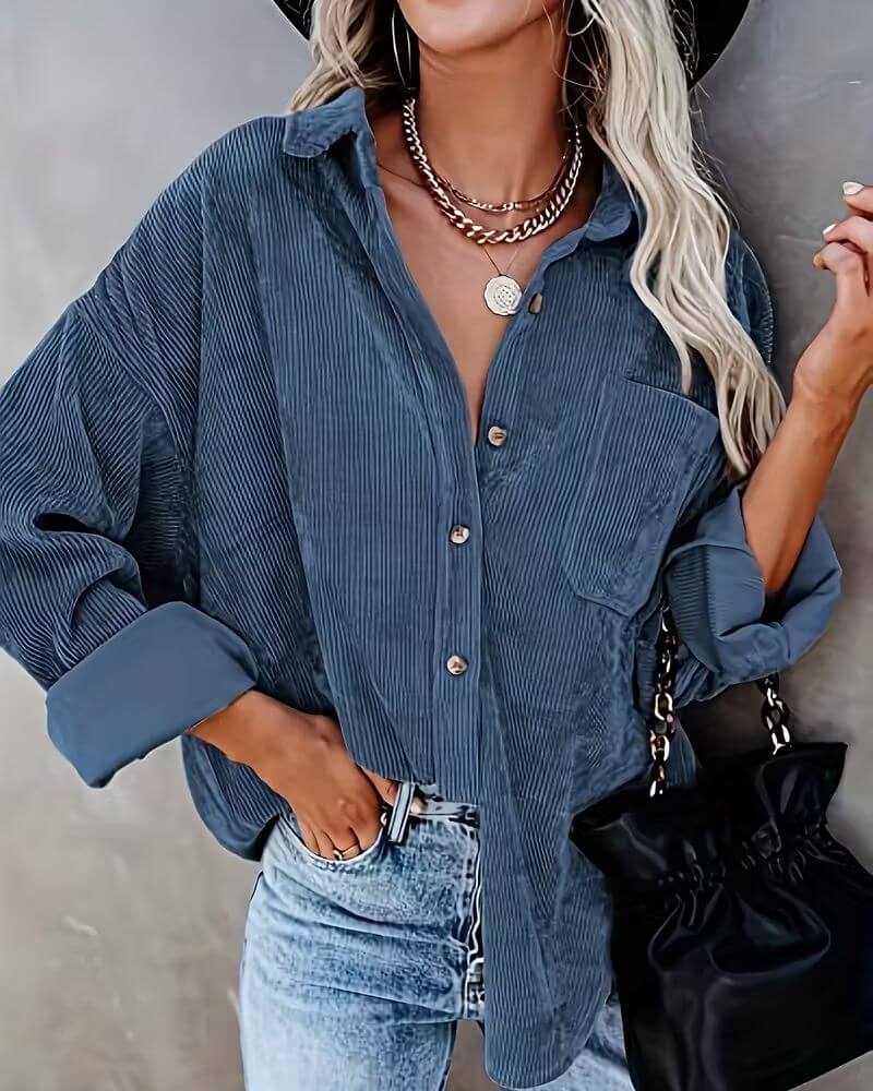 Jade™ – Veste Chemise Vintage en Velours Côtelé