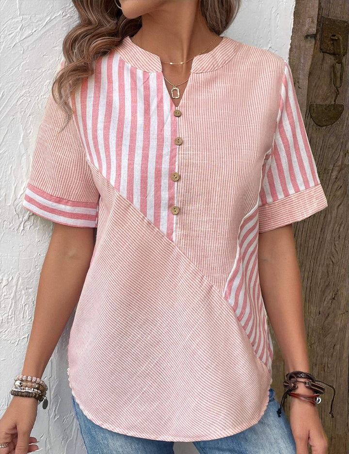 Linda™ - Lässige Gestreifte Bluse mit Knopfleiste
