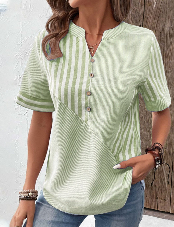 Linda™ - Lässige Gestreifte Bluse mit Knopfleiste