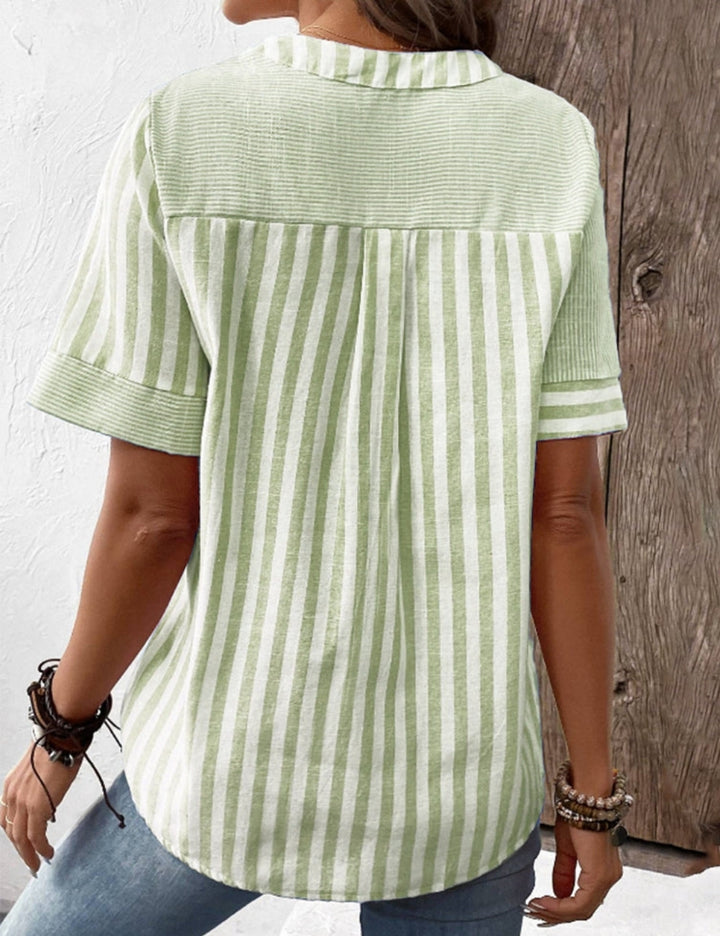 Linda™ - Lässige Gestreifte Bluse mit Knopfleiste