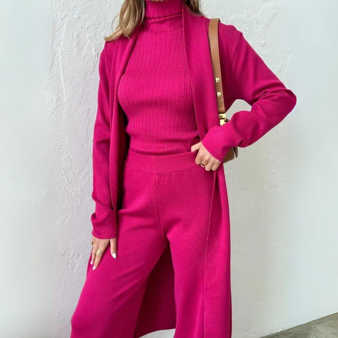 Melanie™ – Minimalistisches Dreiteiliges Strickset